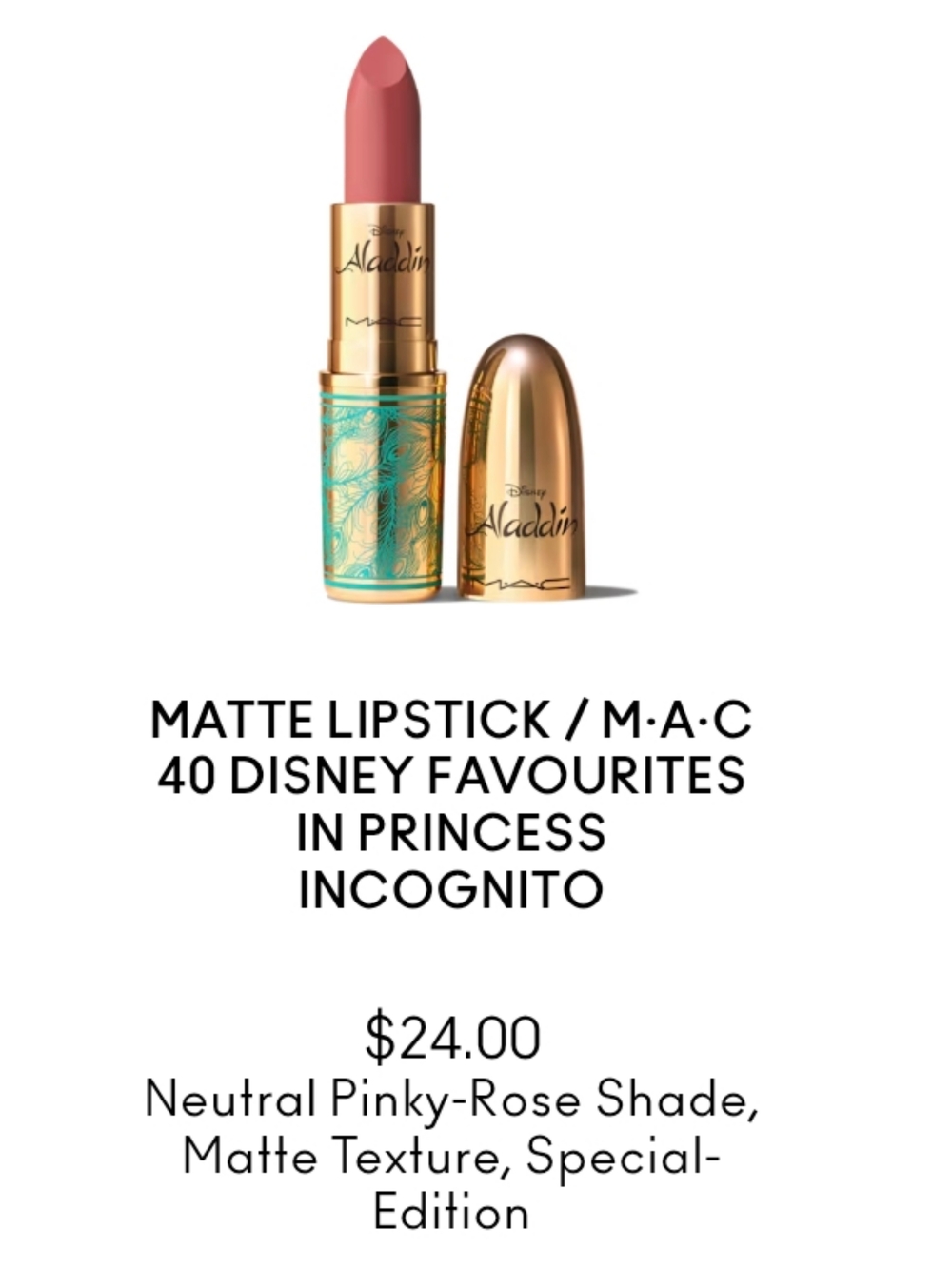 MAC Cosmetics Matte Lipstick - Neutral Pinky-Rose Aladdin Collection
